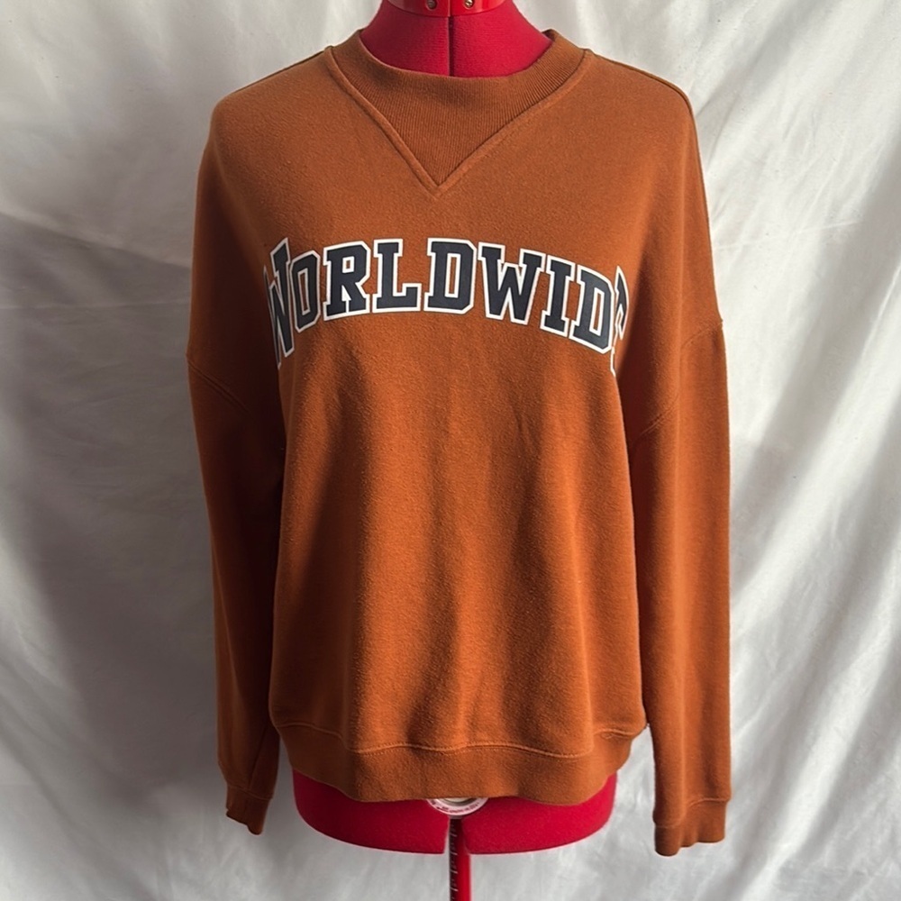 Ardene Brown Crewneck Sweater Bold Text SM349